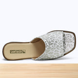 005F Emora Cuir Léopard Blanc Argenté