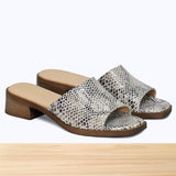 005F Emora Cuir Serpent Beige Argenté ST