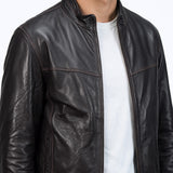 010 Olivaro Jacket Cuir Marron Chocolate