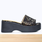 045F Virela Cuir Noir Lézard