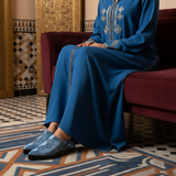 1001F Wifaq Cuir Serpent Bleu - Simple Blue Djellaba V1