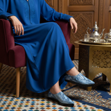 1001F Wifaq Cuir Serpent Bleu - Simple Blue Djellaba V2