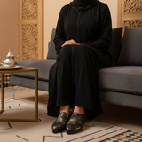 1001F Wifaq Lézard Black Djellaba - Night Modern Sofa Brass Table