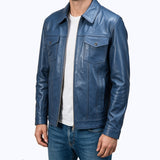 212 Galvino Jacket Cuir Bleu