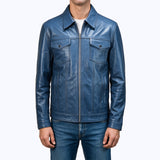 212 Galvino Jacket Cuir Bleu