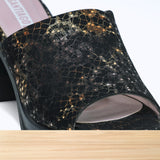 291F Corélia Cuir Noir Lézard