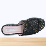 291F Corélia Cuir Noir Lézard