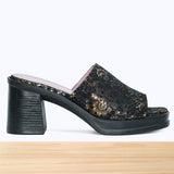 291F Corélia Cuir Noir Lézard