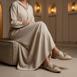 326F Noor Cuir Beige Matte Beige Djellaba - Pouf Arched Doorway