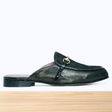 357F Tolna Cuir Noir Gris Métalisé