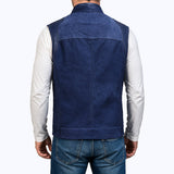 360 Zavik Gilet Cuir Bleu Marine