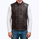 360 Zavik Gilet Cuir Marron