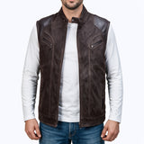 360 Zavik Gilet Cuir Marron