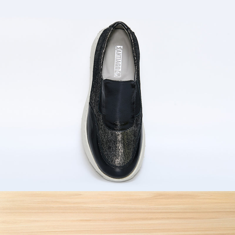 476F Zaria Cuir Noir Métallisé