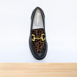 481F Ovara Cuir Noir Léopard Marron