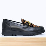 481F Ovara Cuir Noir Léopard Marron