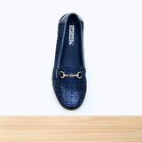 542F Moksa Cuir Bleu Marine