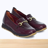 611F Pelta Cuir Bordeaux Lézard