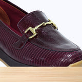 611F Pelta Cuir Bordeaux Lézard