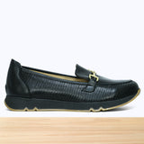 611F Pelta Cuir Noir Lézard