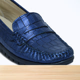 637F Nyra Cuir Bleu Marine Croco