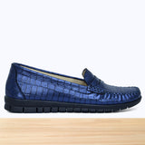 637F Nyra Cuir Bleu Marine Croco
