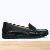 637F Nyra Cuir Noir Lézard