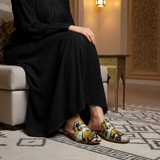 741F Qamar Multicolore Matte Black Djellaba - Cushioned Seating Mashrabiya