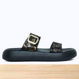 802F Olina Cuir Noir Lézard