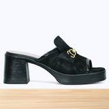 828F Loria Cuir Noir métallisé