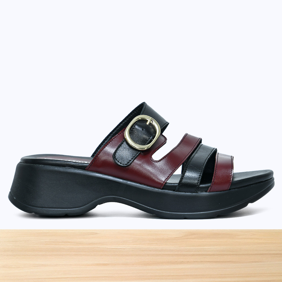 Dorela Sandale Femme Cuir Noir Et Bordeaux | SANTIAGO Maroc – SANTIAGO®