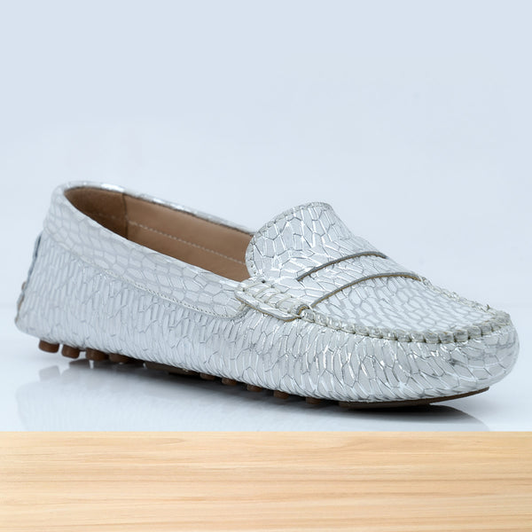 528F Clara en Cuir Argenté-B