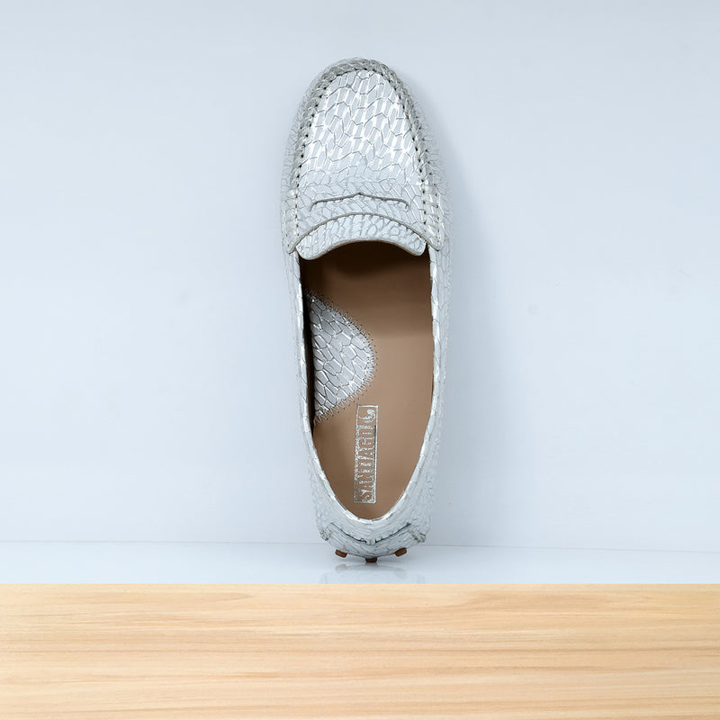 528F Clara en Cuir Argenté-B