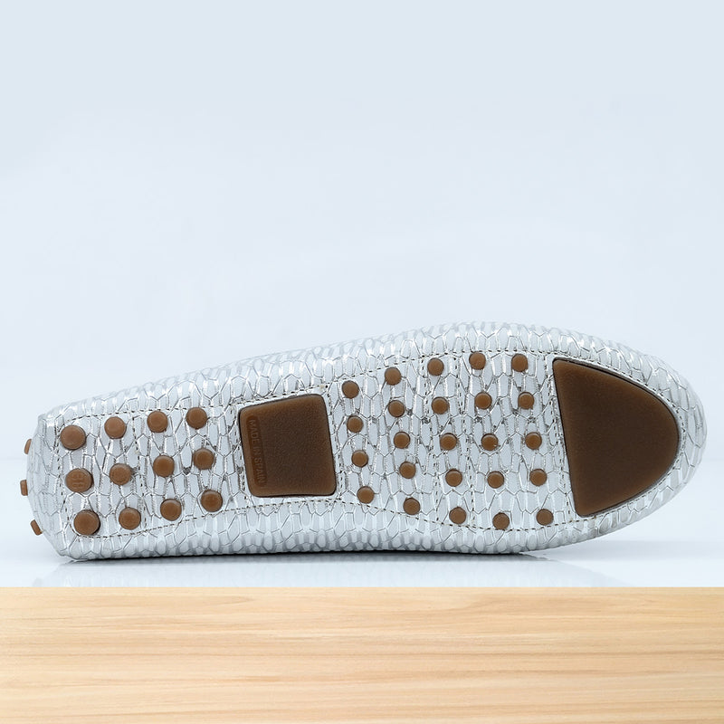 528F Clara en Cuir Argenté-B