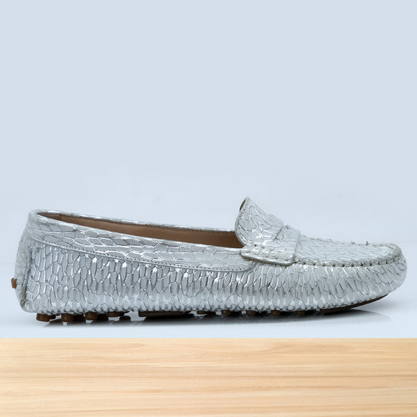 528F Clara en Cuir Argenté-B