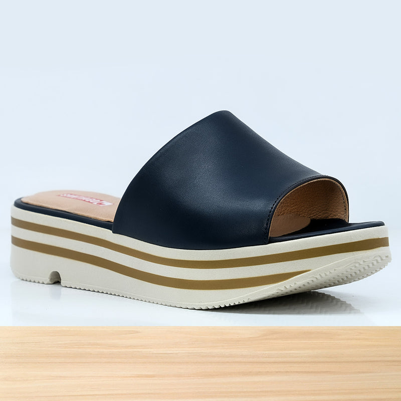 950F Flor en Cuir Bleu-Nuit