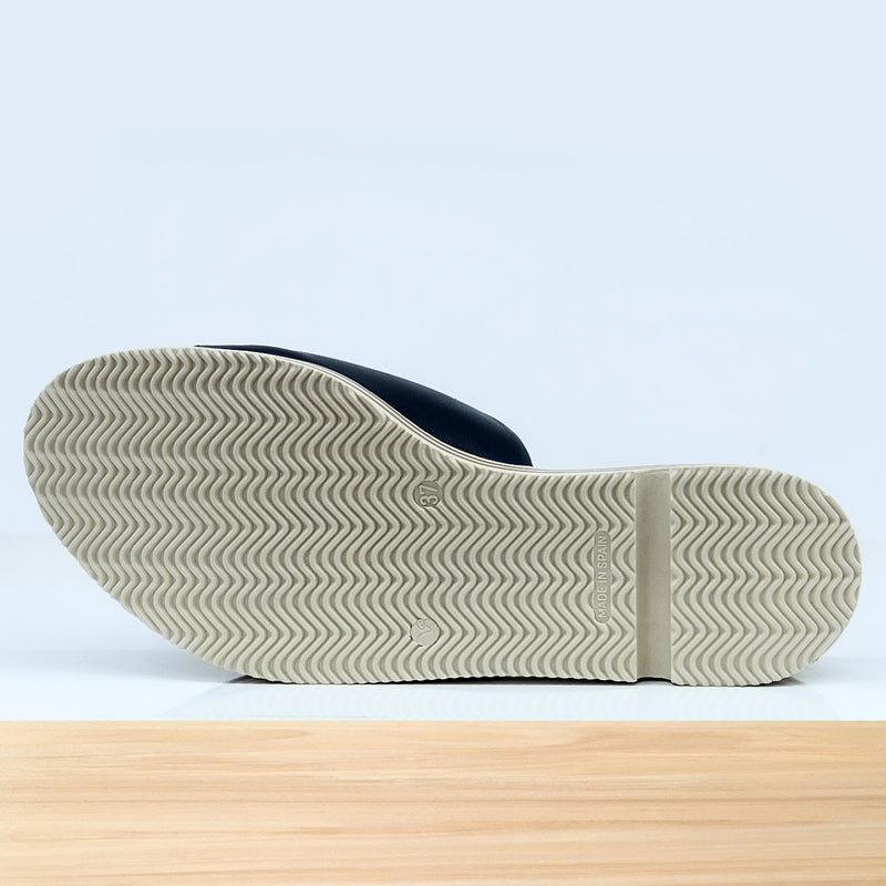 950F Flor en Cuir Bleu-Nuit