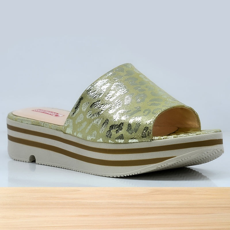 950F Flor en Cuir Vert-Anis