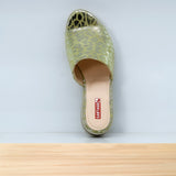 950F Flor en Cuir Vert-Anis
