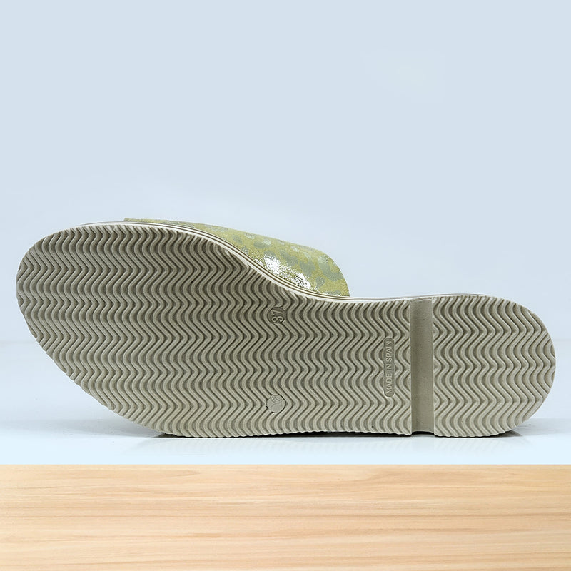 950F Flor en Cuir Vert-Anis