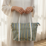 Cabado Bleu-W small bag with matte white djellaba