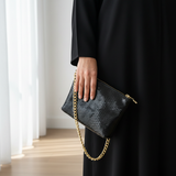 Nova Noir Croco small clutch with matte black djellaba