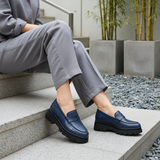 225F Rivla Cuir Bleu Marine - SANTIAGO®