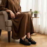 481F Ovara Cuir Noir Léopard Marron - SANTIAGO®