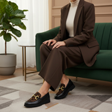 481F Ovara Cuir Noir Léopard Marron - SANTIAGO®
