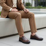 Zaren Marron - Outdoor Bench Sitting Camel Suit Waist-Feet Crop